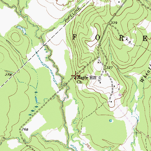 Topographic Map of Maple Hill Church, TX