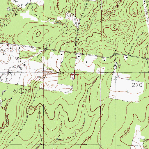 Topographic Map of Martin Cemetery, TX