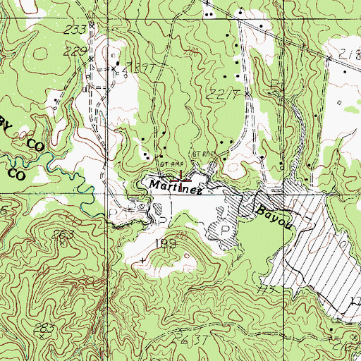 Topographic Map of Martinez Bayou, TX