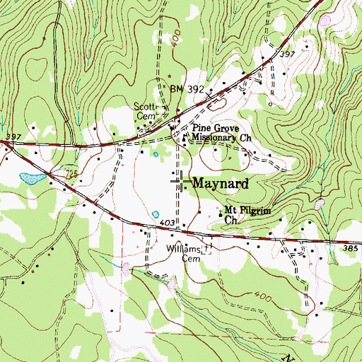 Topographic Map of Maynard, TX
