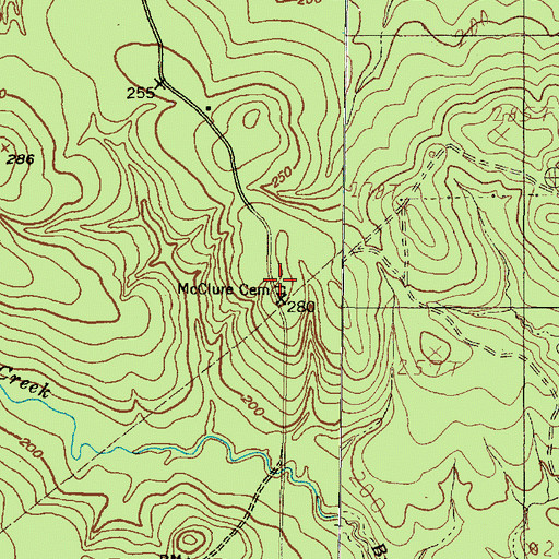 Topographic Map of McClure Cemetery, TX
