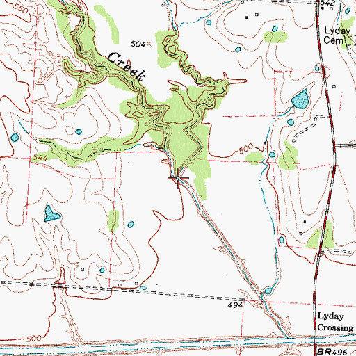 Topographic Map of McClure Creek, TX