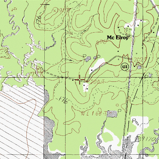 Topographic Map of McElroy, TX
