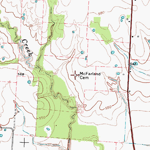Topographic Map of McFarland Cemetery, TX
