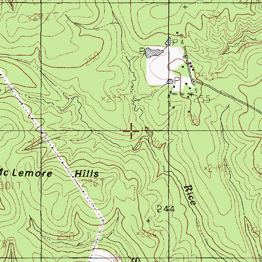 Topographic Map of McLemore Hills, TX