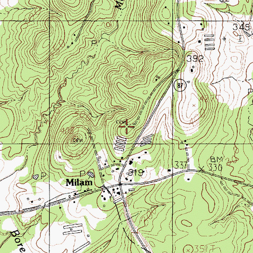 Topographic Map of Meador Cemetery, TX