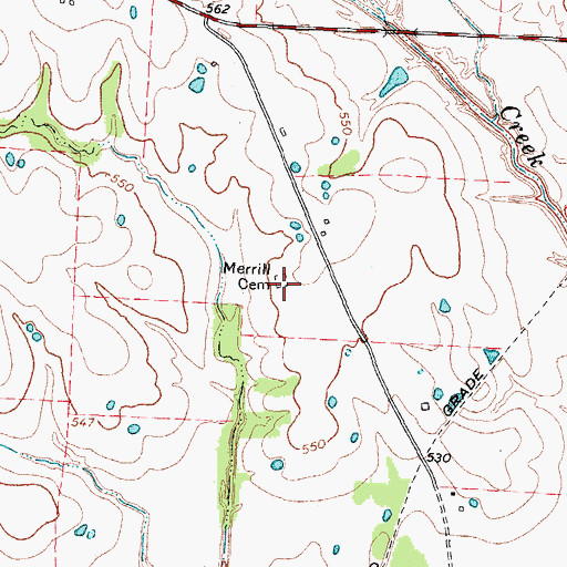 Topographic Map of Merrill Cemetery, TX