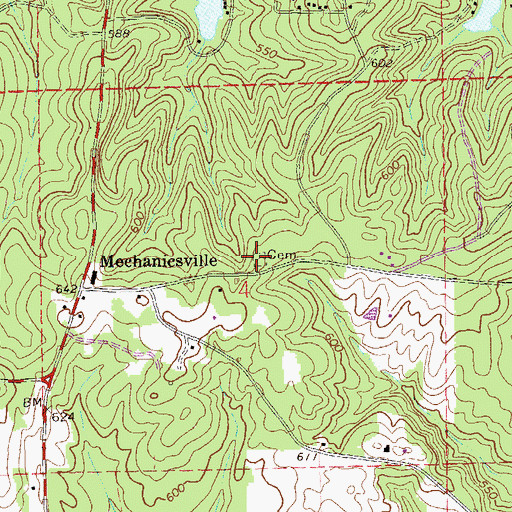 Topographic Map of Mechanicsville Cemetery, AL