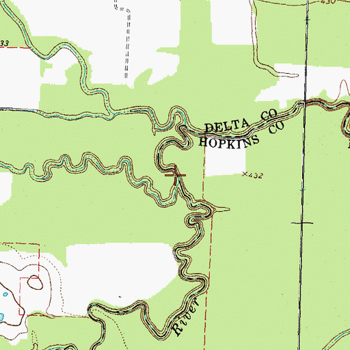 Topographic Map of Middle Sulphur River, TX