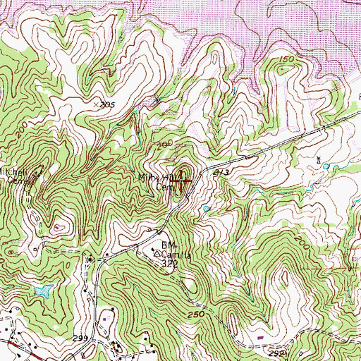 Topographic Map of Milby Hill Cemetery, TX