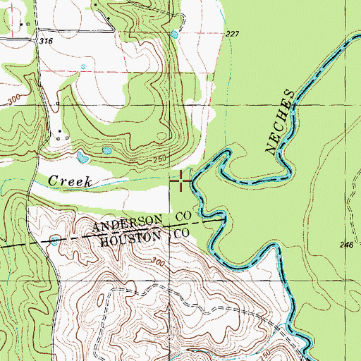 Topographic Map of Miles Creek, TX
