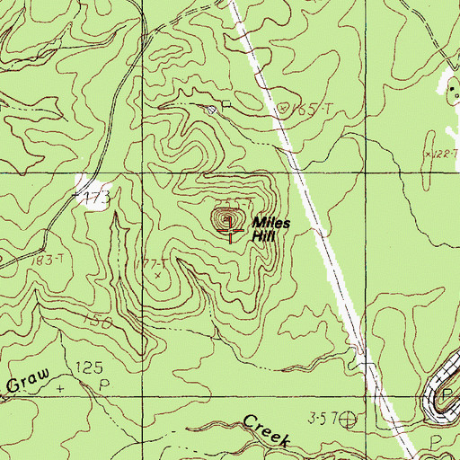 Topographic Map of Miles Hill, TX