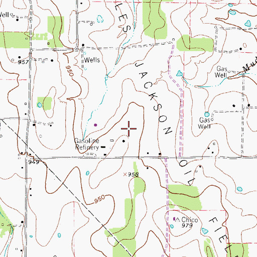 Topographic Map of Miles Jackson Oil Field, TX