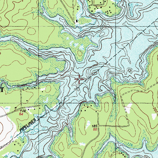Topographic Map of Mill Branch, TX