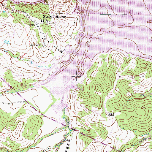 Topographic Map of Mill Creek, TX
