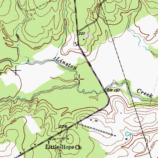 Topographic Map of Mill Creek, TX