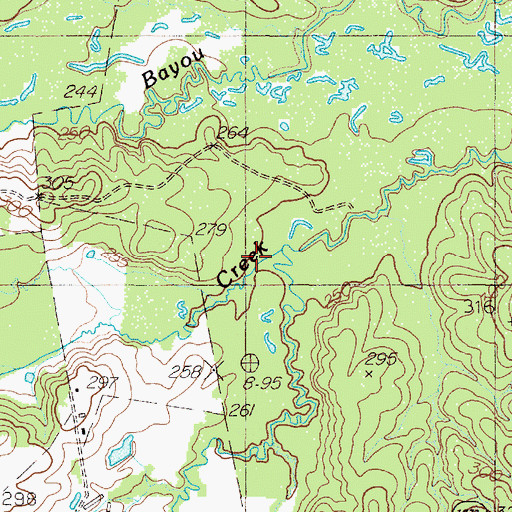 Topographic Map of Mill Creek, TX