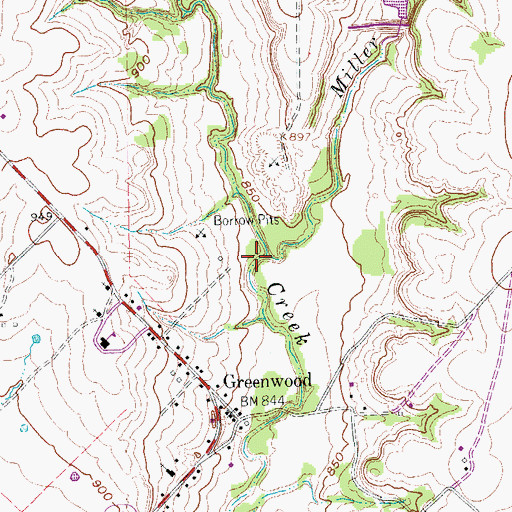Topographic Map of Miller Creek, TX
