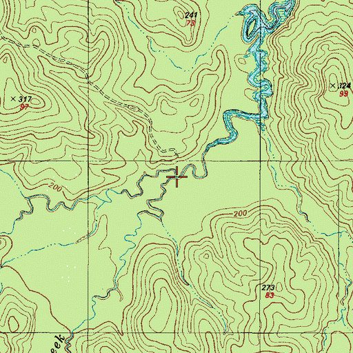 Topographic Map of Mitchell Creek, TX