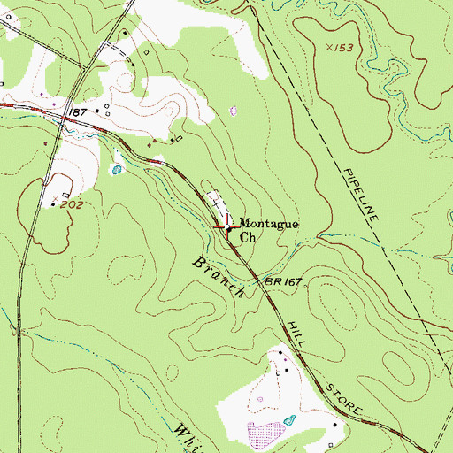 Topographic Map of Montague Church, TX