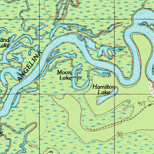 Topographic Map of Moon Lake, TX