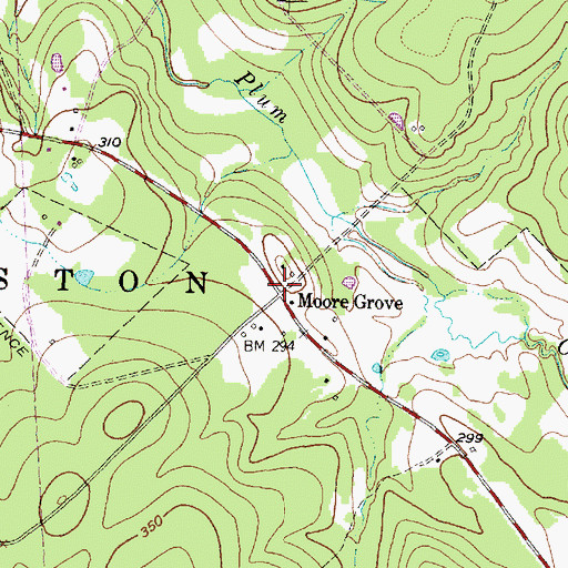 Topographic Map of Moore Grove, TX