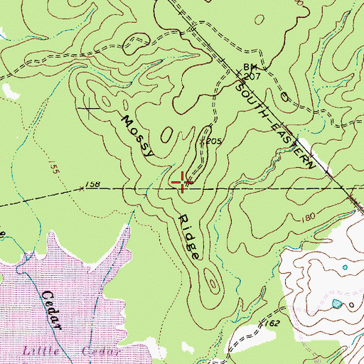 Topographic Map of Mossy Ridge, TX