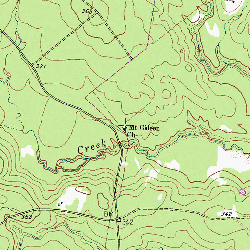 Topographic Map of Mount Gideon Church, TX