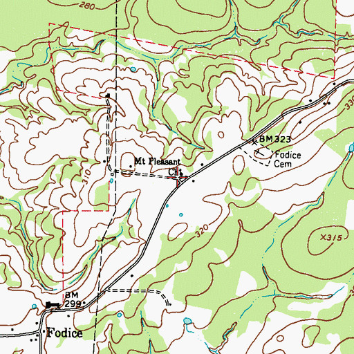 Topographic Map of Mount Pleasant C.M.E. Methodist Church, TX
