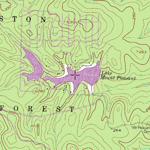 Topographic Map of Lake Mount Pleasant, TX