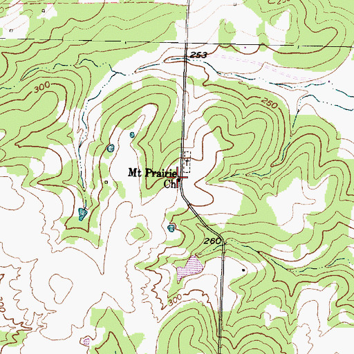 Topographic Map of Mount Prairie Church, TX