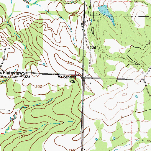 Topographic Map of Mount Senore Baptist Church, TX