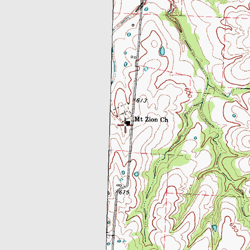 Topographic Map of Mount Zion Church, TX