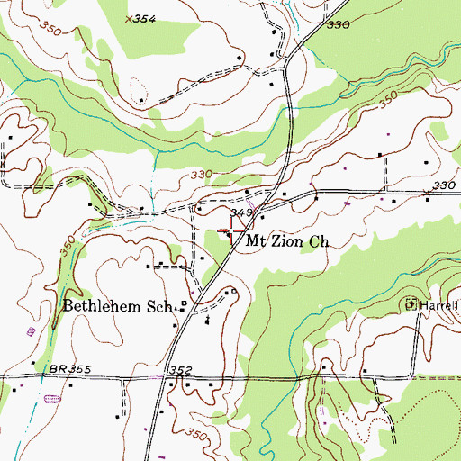 Topographic Map of Mount Zion Church, TX