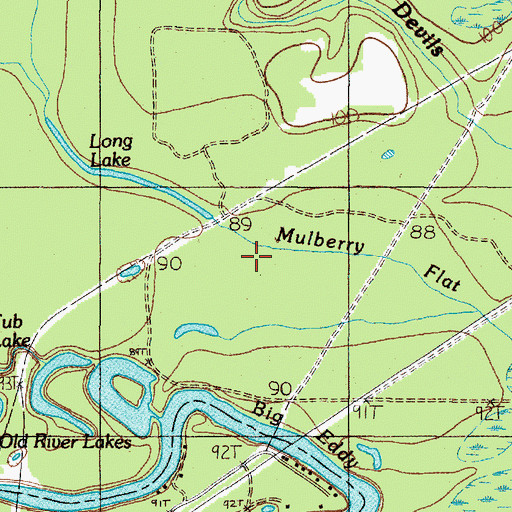 Topographic Map of Mulberry Flat Slough, TX