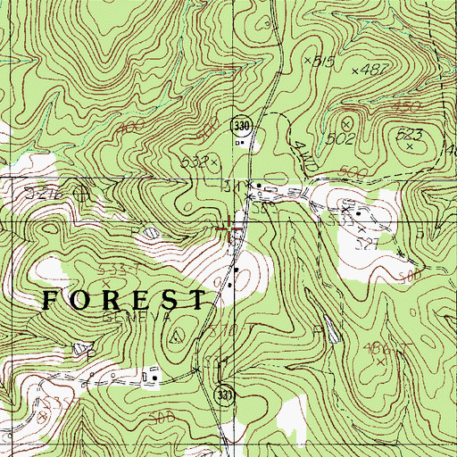 Topographic Map of Myrtle Springs Cemetery, TX