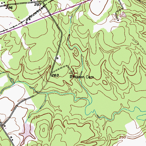 Topographic Map of Naren Cemetery, TX