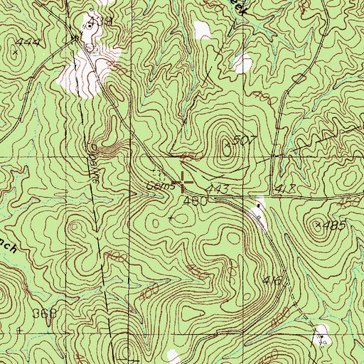 Topographic Map of Neuville Cemetery, TX