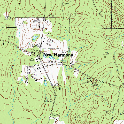 Topographic Map of New Harmon Church, TX