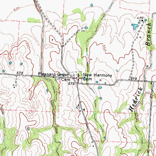 Topographic Map of New Harmony Cemetery, TX