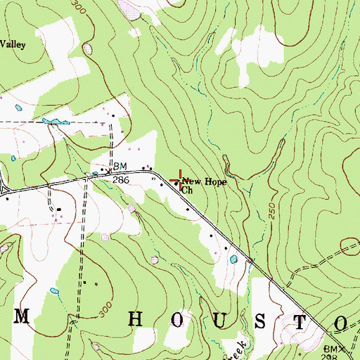 Topographic Map of New Hope Church, TX
