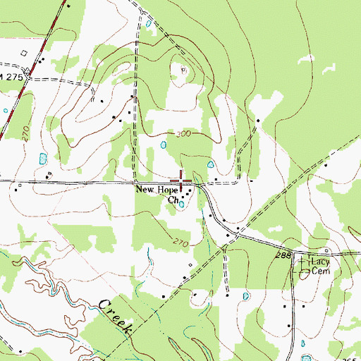 Topographic Map of New Hope Church, TX