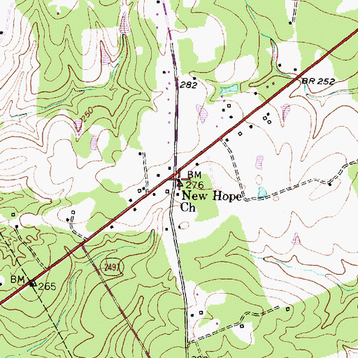 Topographic Map of New Hope Church, TX