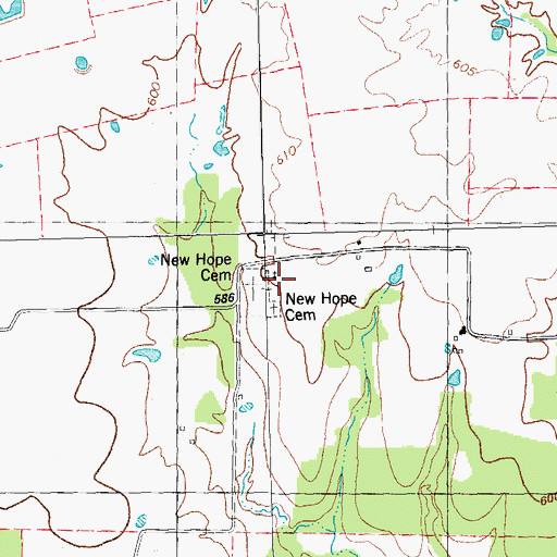 Topographic Map of New Hope Church, TX