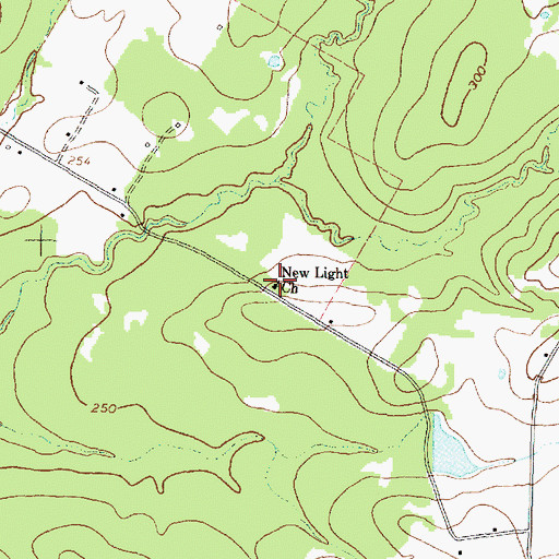Topographic Map of New Light Church, TX