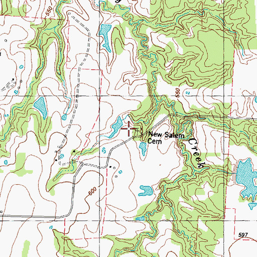 Topographic Map of New Salem Cemetery, TX