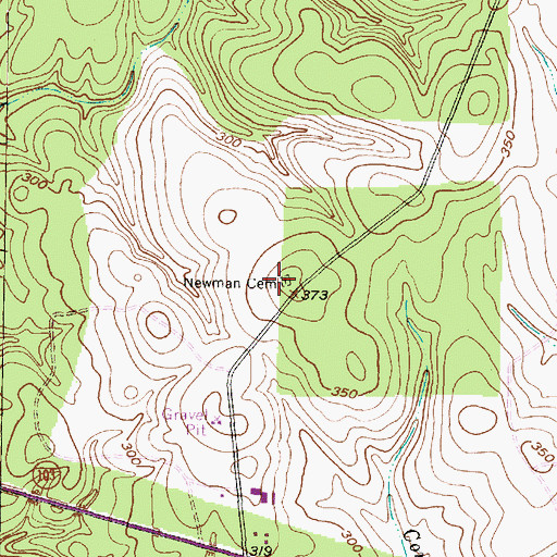 Topographic Map of Newman Cemetery, TX