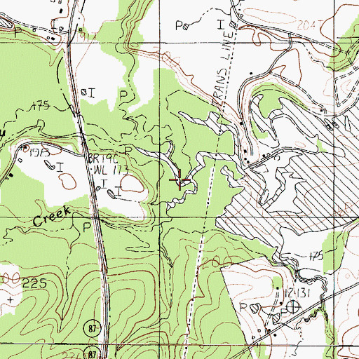 Topographic Map of Nickols Creek, TX