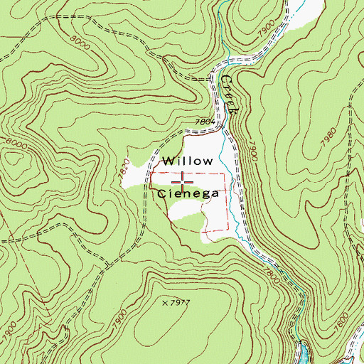 Topographic Map of Willow Cienega, AZ
