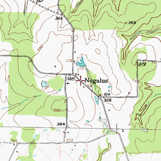 Topographic Map of Nogalus, TX